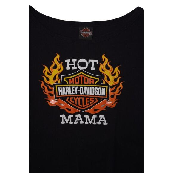 Harley-Davidson Hot Mama Flames Maternity T-Shirt Women’s L Black - Picture 3 of 4